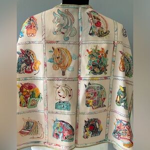 Silk Wool Blend Scarf Hand-rolled Equestrian Horses